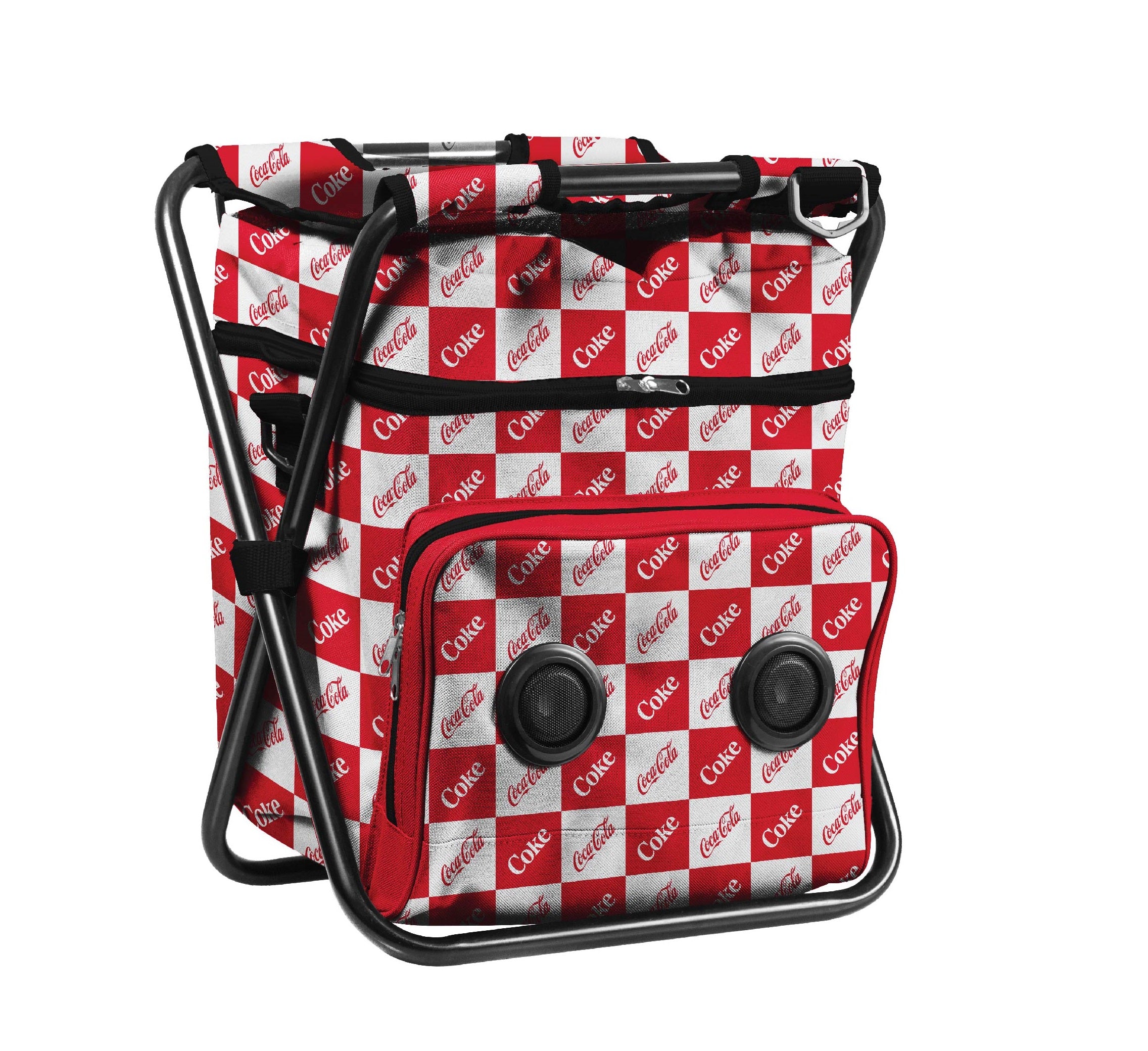 Coca-Cola/Diet Coke Waterproof Bluetooth Speaker Cooler Bag, Folding Chair, and Backpack